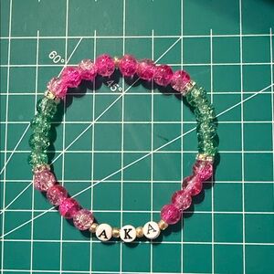 Pink and Green AKA Beaded Bracelet.